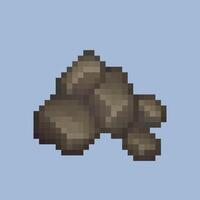 ore stone in pixel art style with isolated background vector