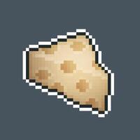 Piece of cheese in pixel art style with isolated background vector