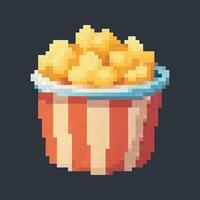 popcorn food in pixel art style with isolated background vector