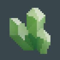 Emerald crystal stone in pixel art style with isolated background vector