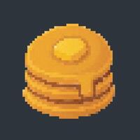 pancake in pixel art style with isolated background vector