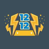 twin date number with thunder illustration in isolated background vector