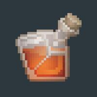 red potion conical bottle in pixel art style with isolated background vector