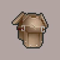 wooden armor in pixel art style with isolated background vector