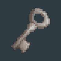 iron key in pixel art style with isolated background vector