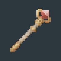 ruby staff in pixel art style in isolated background vector