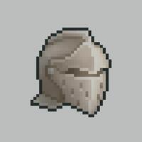 Iron helmet in pixel art design with isolated background vector