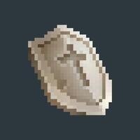 iron shield in pixel art style with isolated background vector