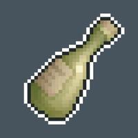 Green bottle wine in pixel art style with isolated background vector
