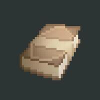 Brown book in pixel art style with isolated background vector