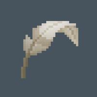 bird feather in pixel art style with isolated background vector