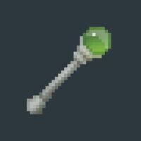 emerald staff in pixel art style with isolated background vector
