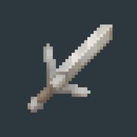 silver sword in pixel art style with isolated background vector
