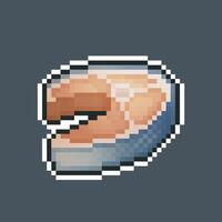 Fish meat in pixel art style with isolated background vector