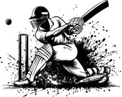 Cricket player hitting the ball vector