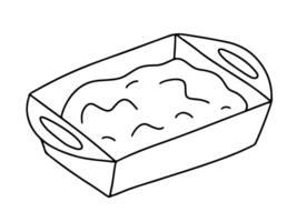 Baking tray with pie doodle illustration vector
