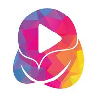 Leaf play button design icon illustration vector