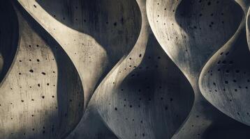Close-up of a modern wall illustrating a cellular structure with distinct openings and surface variations. photo