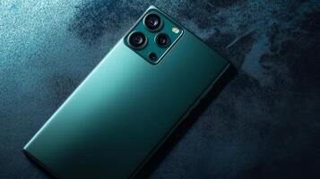 Close-up of a Stylish Green Mobile Phone Camera Module photo
