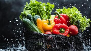 Rinsing Fresh Produce in a Reusable Shopping Bag photo