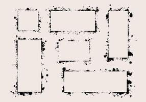 set of rough stencil style frames with spray paint texture. vector
