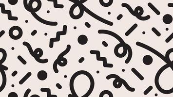 Playful seamless pattern with black hand drawn doodle lines and shapes. Minimalist and creative background design, perfect for kids, party themes, or fun modern projects. vector