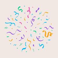 Burst of vibrant confetti made from colorful geometric shapes and lines. Hand drawn in a playful flat style on a light background. vector