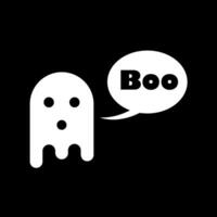 Cute white ghost with boo speech bubble vector