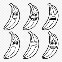 Funny Cartoon Banana Characters Expressing Different Emotions in Minimalist Hand Drawn Line Art for Playful Designs vector