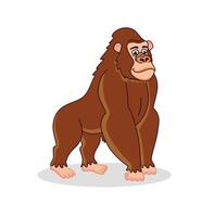 Cute color gorilla cartoon on white background vector