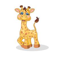 of cartoon giraffe illustration on white vector
