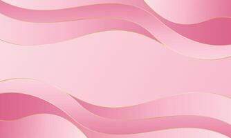 Minimalist Pink gradient wave background with gold lines vector
