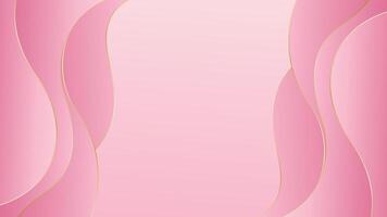 Abstract pink gradient wave background with gold lines vector