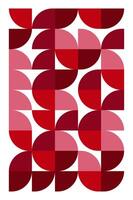 Geometric abstract pattern with red and pink semicircles and squares on white background for modern graphic and textile design vector