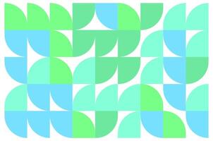Geometric seamless pattern with green and blue abstract half circle shapes on white background vector