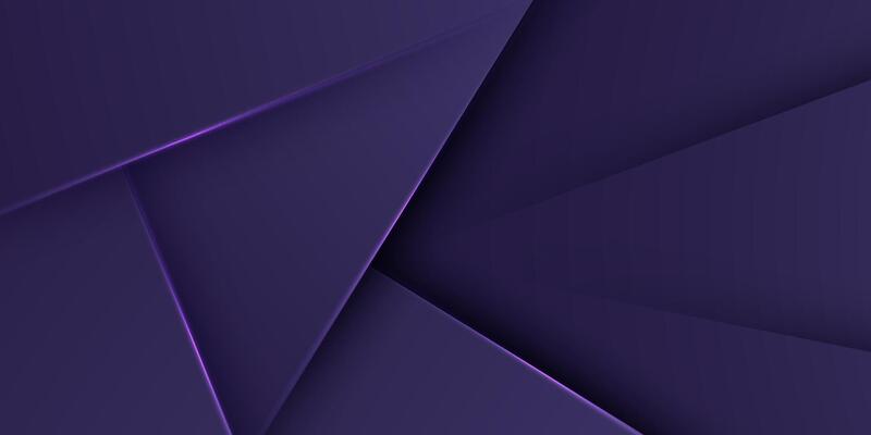 Abstract papercut triangle purple background. Simple dark background with shadow and lights pattern.