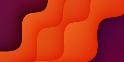Abstract purple and orange papercut wave background. Realistic fluid wave pattern design. vector