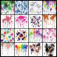 Set of Messy Paint Splatters and Abstract Drips Creating a Modern Grunge Look vector