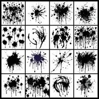 Set of Abstract Ink Blots and Paint Splashes on White Background for Design Use vector