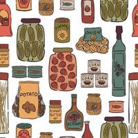 Seamless pattern featuring pantry staples. vector