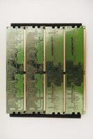 The printed circuit board. The green bar of RAM. photo