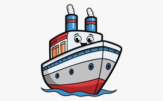 Cartoon boat with smoke coming out of the top vector