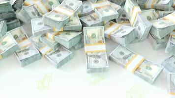 Pile of Money 2D Animation, Stack of Cash on White Background, Financial Wealth Concept in 4K Resolution video