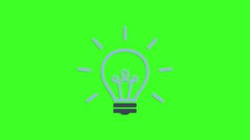 Light Bulb Icon Animation on Green Screen Background , 2D Idea Symbol for Creative Thinking and Business Innovation in 4K video