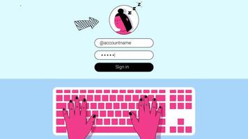 Website Login Animation, Username and Password Entry, Secure Login Screen, 2D User Interface Design in 4K Resolution video