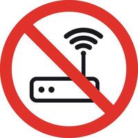 No router sign . No wireless internet provider sign . No wifi router icon . illustration vector