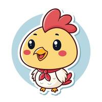 A cute chicken with a red bow on its head vector