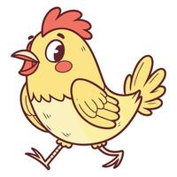 A cartoon chicken with red beak and red eyes vector