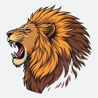 Lion head with open mouth on white background vector