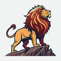 Lion standing on top of a rock vector